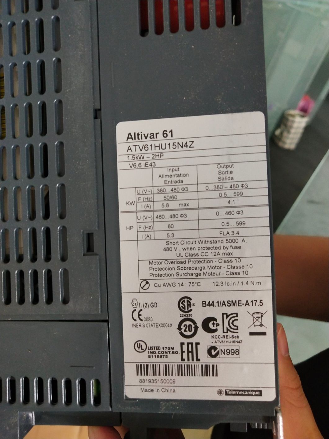 New Schneider Electric Altivar 312 Inverter/Motor Drive with 3 Phase