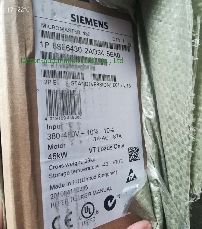 Micromaster 430 Variable Speed Drives 6se6430-2ad34-5ea0 with 450kw