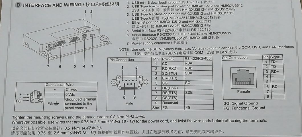 Schneider LCD Touch Screen Panel Hmigxu3512with Power Supply Connector