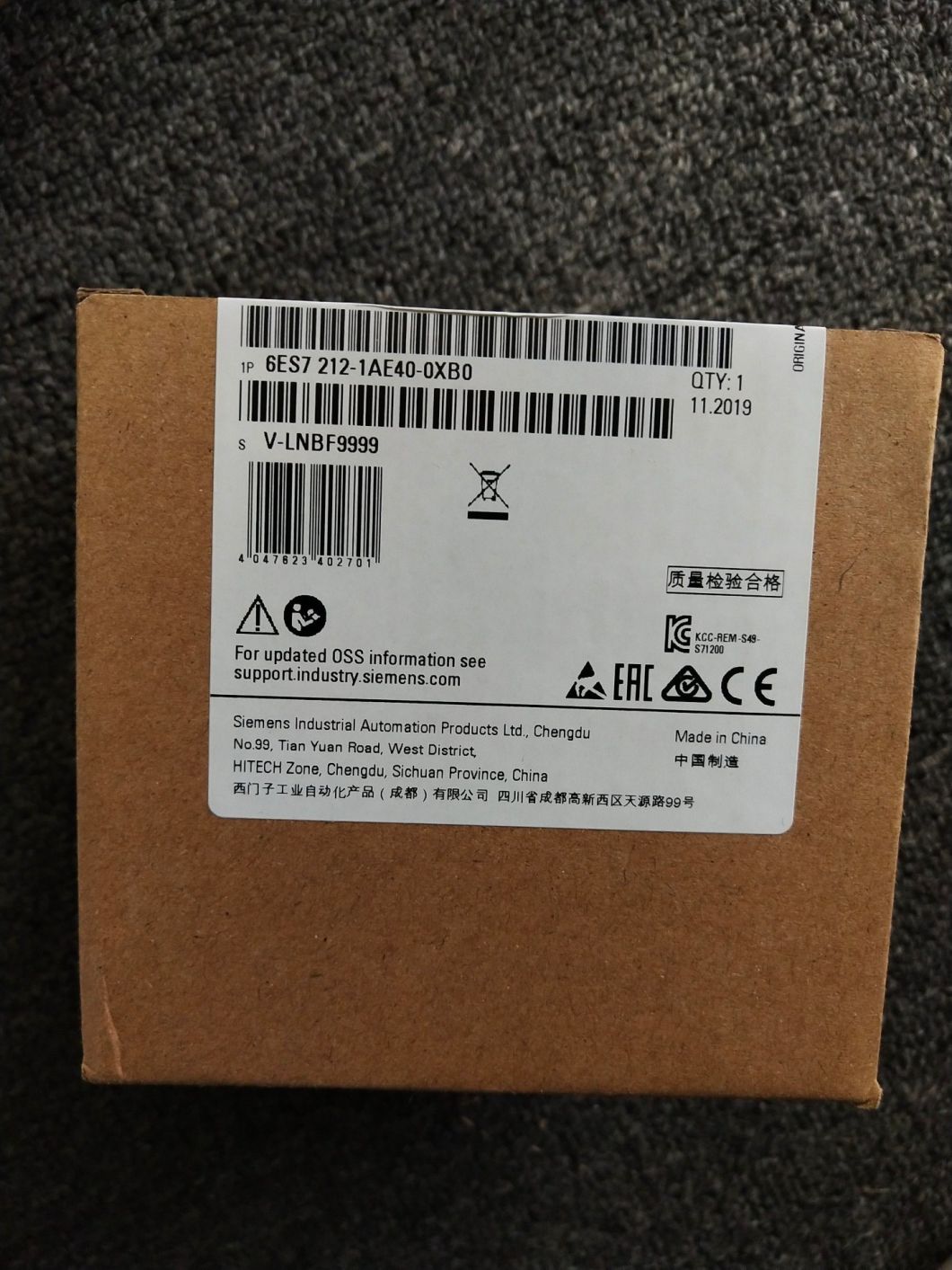 Siemens 6es7 212-1ae40-0xb0 CPU Module of Simatic S7-1200